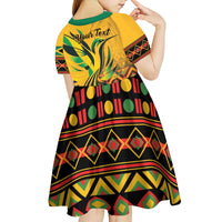Personalized Jamaica Independence Day 1962 Kid Short Sleeve Dress Jumieka Streamertail Reggae Pattern
