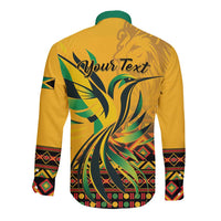 Personalized Jamaica Independence Day 1962 Long Sleeve Button Shirt Jumieka Streamertail Reggae Pattern
