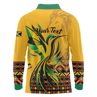 Personalized Jamaica Independence Day 1962 Long Sleeve Polo Shirt Jumieka Streamertail Reggae Pattern