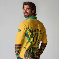 Personalized Jamaica Independence Day 1962 Long Sleeve Polo Shirt Jumieka Streamertail Reggae Pattern