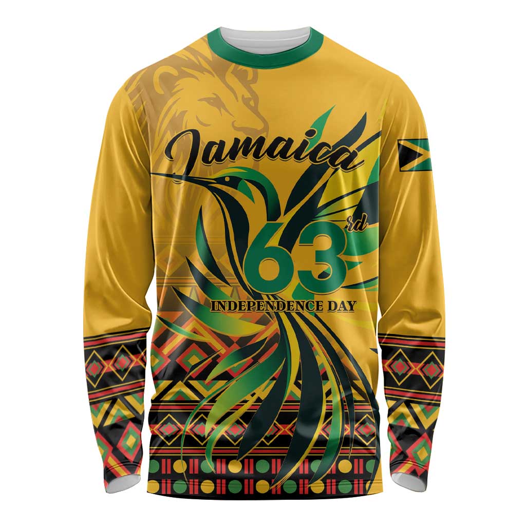Personalized Jamaica Independence Day 1962 Long Sleeve Shirt Jumieka Streamertail Reggae Pattern