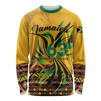 Personalized Jamaica Independence Day 1962 Long Sleeve Shirt Jumieka Streamertail Reggae Pattern