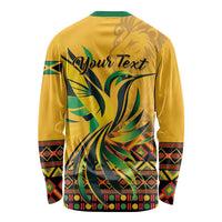 Personalized Jamaica Independence Day 1962 Long Sleeve Shirt Jumieka Streamertail Reggae Pattern