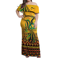 Personalized Jamaica Independence Day 1962 Off Shoulder Maxi Dress Jumieka Streamertail Reggae Pattern