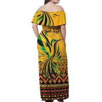 Personalized Jamaica Independence Day 1962 Off Shoulder Maxi Dress Jumieka Streamertail Reggae Pattern