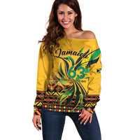 Personalized Jamaica Independence Day 1962 Off Shoulder Sweater Jumieka Streamertail Reggae Pattern
