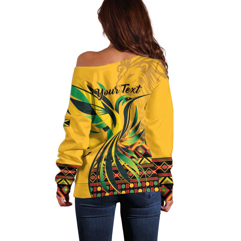 Personalized Jamaica Independence Day 1962 Off Shoulder Sweater Jumieka Streamertail Reggae Pattern