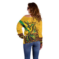 Personalized Jamaica Independence Day 1962 Off Shoulder Sweater Jumieka Streamertail Reggae Pattern