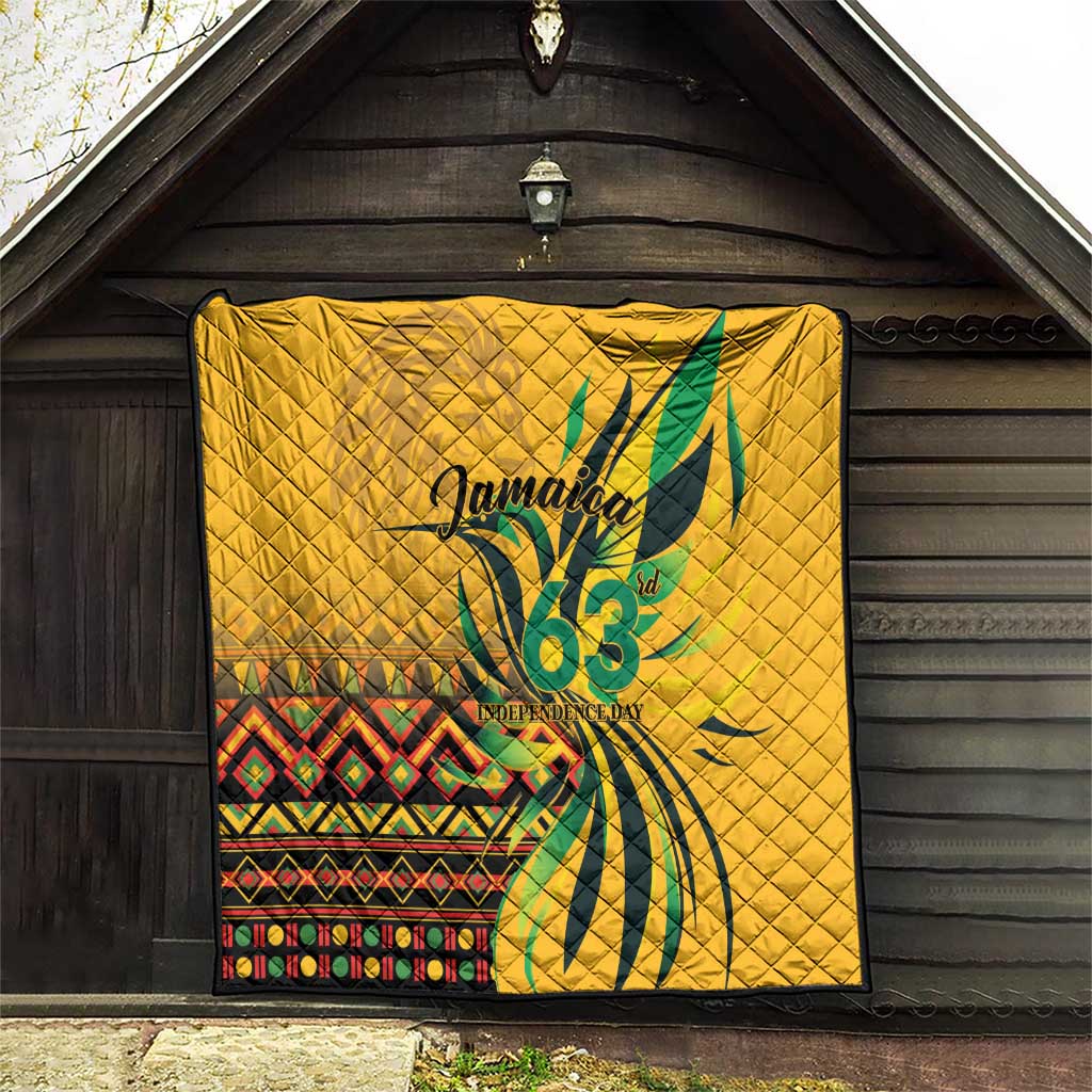 Jamaica Independence Day 1962 Quilt Jumieka Streamertail Reggae Pattern