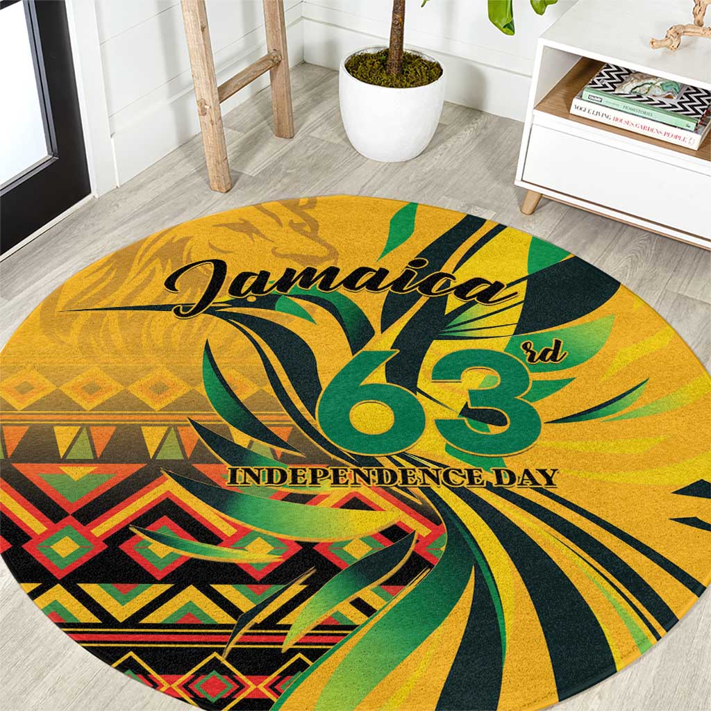 Jamaica Independence Day 1962 Round Carpet Jumieka Streamertail Reggae Pattern