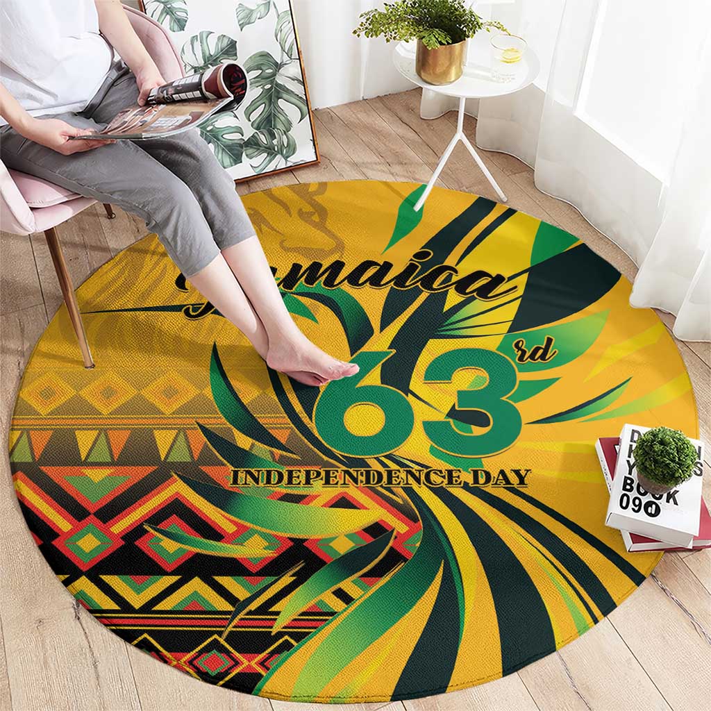 Jamaica Independence Day 1962 Round Carpet Jumieka Streamertail Reggae Pattern