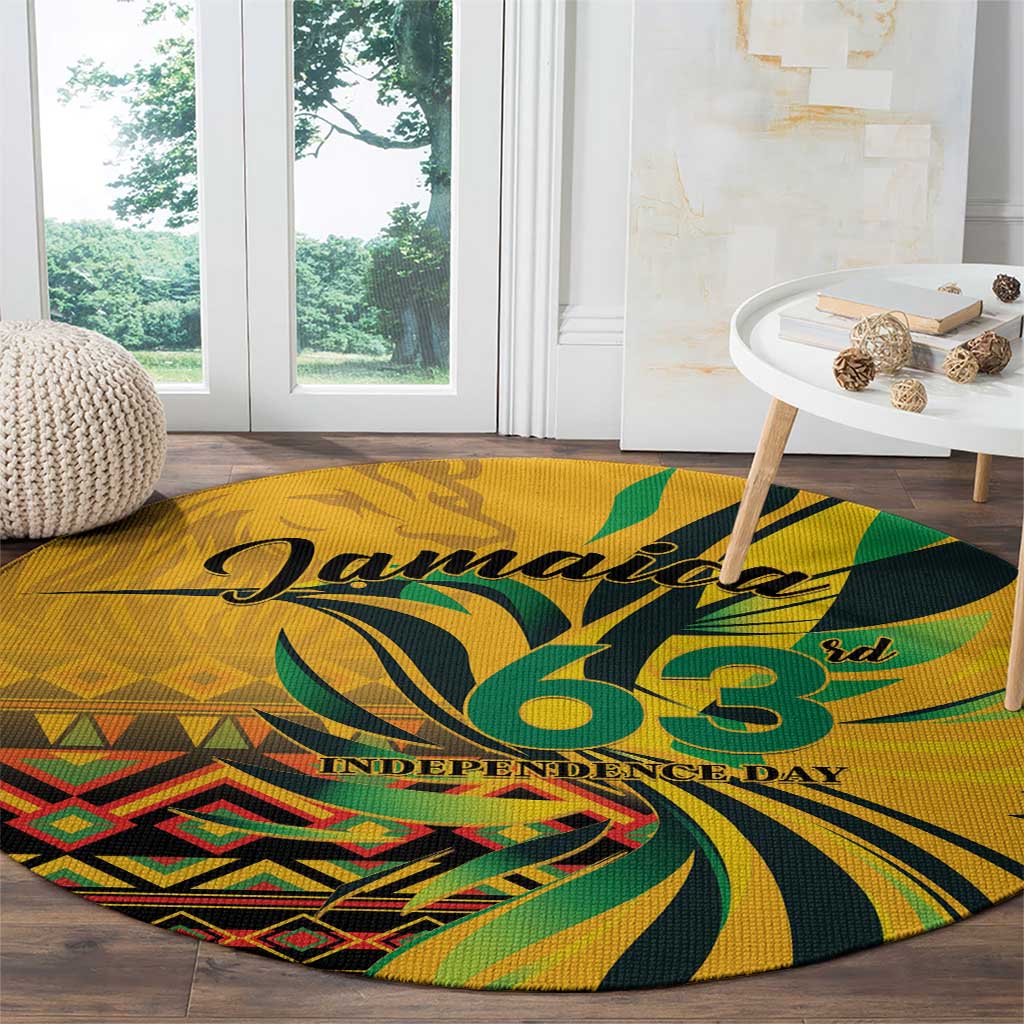 Jamaica Independence Day 1962 Round Carpet Jumieka Streamertail Reggae Pattern