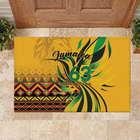 Jamaica Independence Day 1962 Rubber Doormat Jumieka Streamertail Reggae Pattern