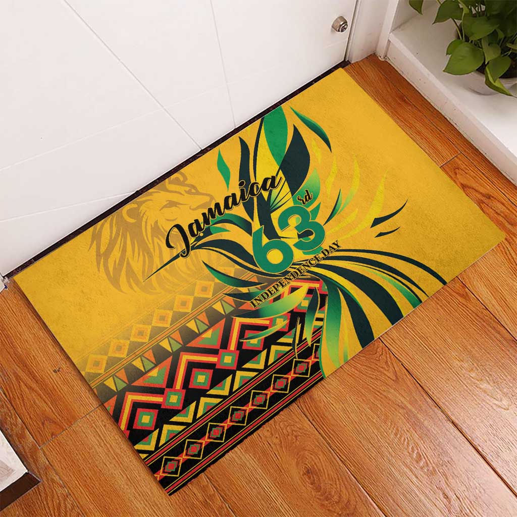 Jamaica Independence Day 1962 Rubber Doormat Jumieka Streamertail Reggae Pattern