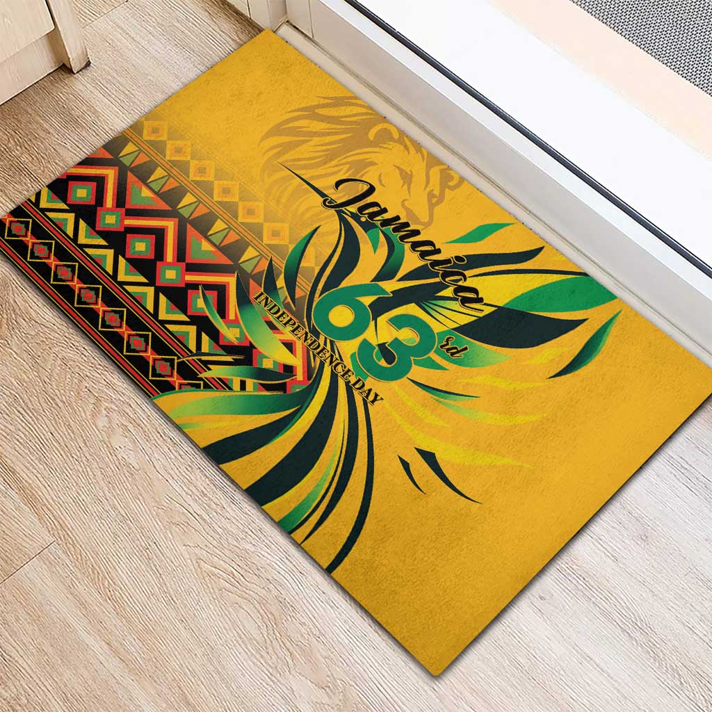 Jamaica Independence Day 1962 Rubber Doormat Jumieka Streamertail Reggae Pattern