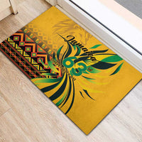 Jamaica Independence Day 1962 Rubber Doormat Jumieka Streamertail Reggae Pattern
