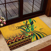 Jamaica Independence Day 1962 Rubber Doormat Jumieka Streamertail Reggae Pattern