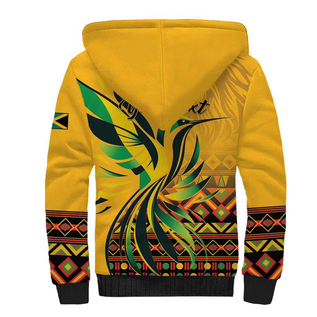 Personalized Jamaica Independence Day 1962 Sherpa Hoodie Jumieka Streamertail Reggae Pattern