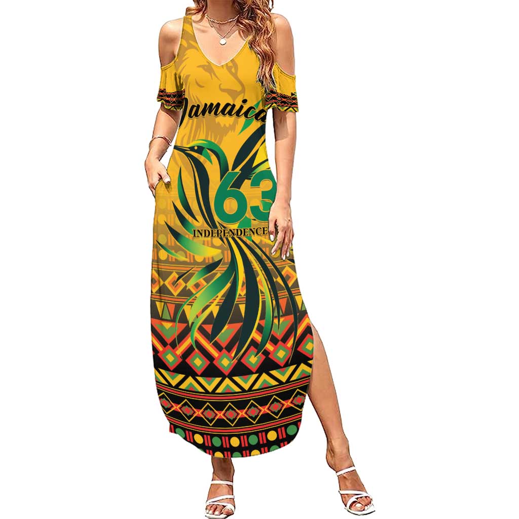 Personalized Jamaica Independence Day 1962 Summer Maxi Dress Jumieka Streamertail Reggae Pattern