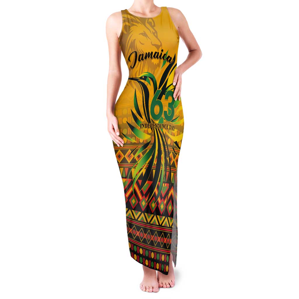 Personalized Jamaica Independence Day 1962 Tank Maxi Dress Jumieka Streamertail Reggae Pattern