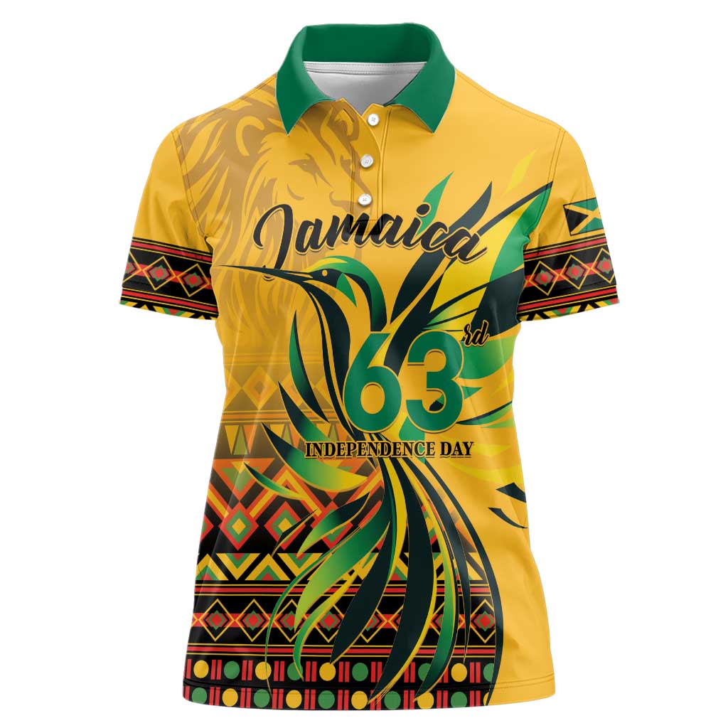 Personalized Jamaica Independence Day 1962 Women Polo Shirt Jumieka Streamertail Reggae Pattern