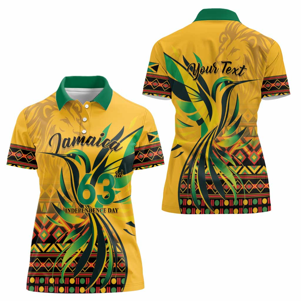 Personalized Jamaica Independence Day 1962 Women Polo Shirt Jumieka Streamertail Reggae Pattern