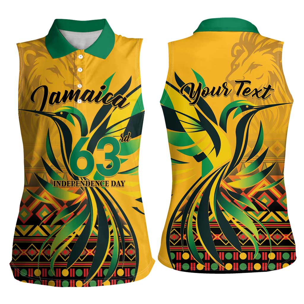 Personalized Jamaica Independence Day 1962 Women Sleeveless Polo Shirt Jumieka Streamertail Reggae Pattern