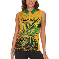 Personalized Jamaica Independence Day 1962 Women Sleeveless Polo Shirt Jumieka Streamertail Reggae Pattern