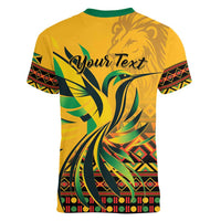 Personalized Jamaica Independence Day 1962 Women V-Neck T-Shirt Jumieka Streamertail Reggae Pattern