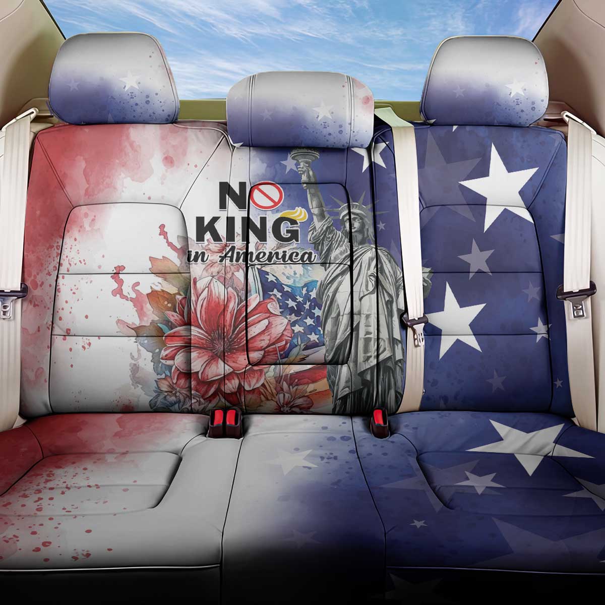 No Kings In America Back Car Seat Cover Watercolor Floral - Wonder Print Shop