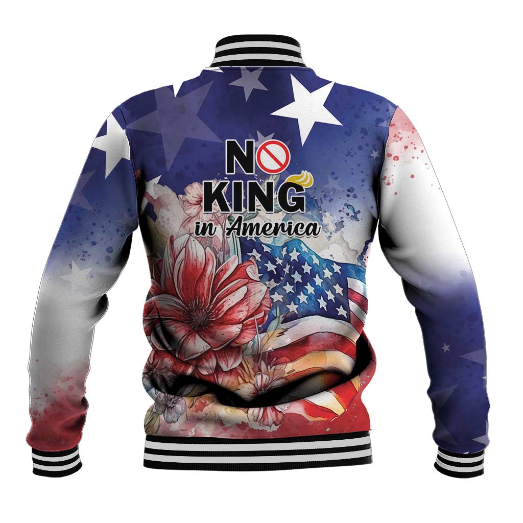 No Kings In America Baseball Jacket Watercolor Floral - Wonder Print Shop