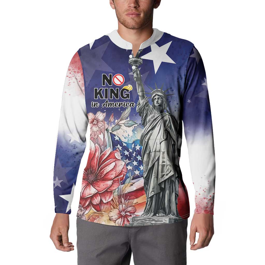 No Kings In America Button Sweatshirt Watercolor Floral - Wonder Print Shop