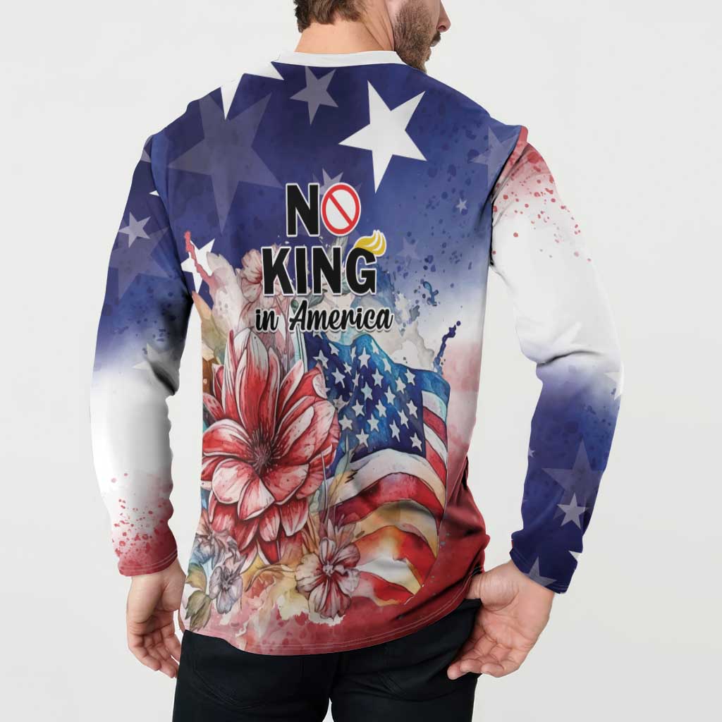 No Kings In America Button Sweatshirt Watercolor Floral - Wonder Print Shop