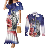 No Kings In America Couples Matching Mermaid Dress and Long Sleeve Button Shirt Watercolor Floral - Wonder Print Shop