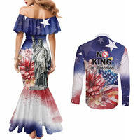 No Kings In America Couples Matching Mermaid Dress and Long Sleeve Button Shirt Watercolor Floral - Wonder Print Shop