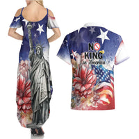No Kings In America Couples Matching Summer Maxi Dress and Hawaiian Shirt Watercolor Floral - Wonder Print Shop