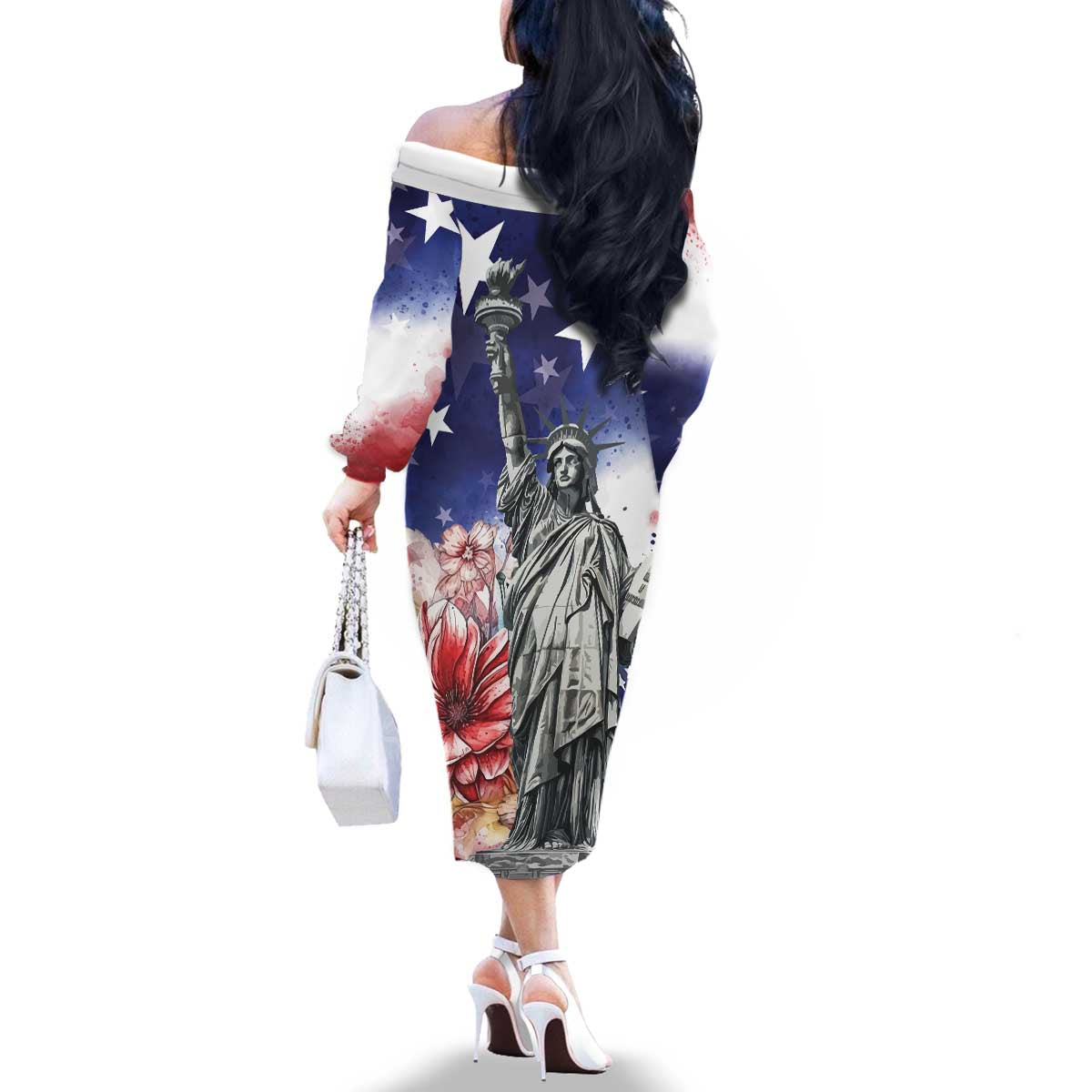 No Kings In America Family Matching Off The Shoulder Long Sleeve Dress and Hawaiian Shirt Watercolor Floral - Wonder Print Shop