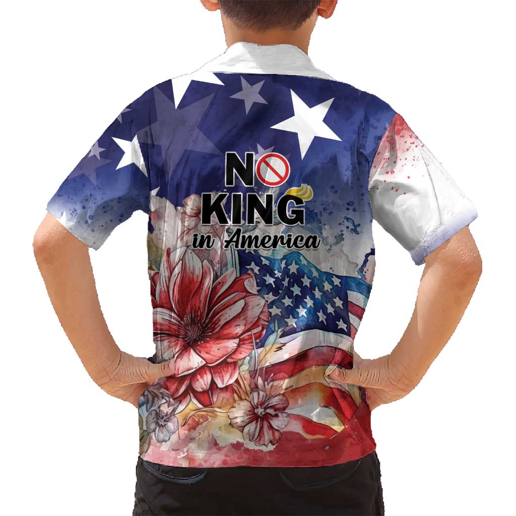 No Kings In America Family Matching Off Shoulder Short Dress and Hawaiian Shirt Watercolor Floral - Wonder Print Shop