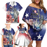 No Kings In America Family Matching Off Shoulder Short Dress and Hawaiian Shirt Watercolor Floral - Wonder Print Shop