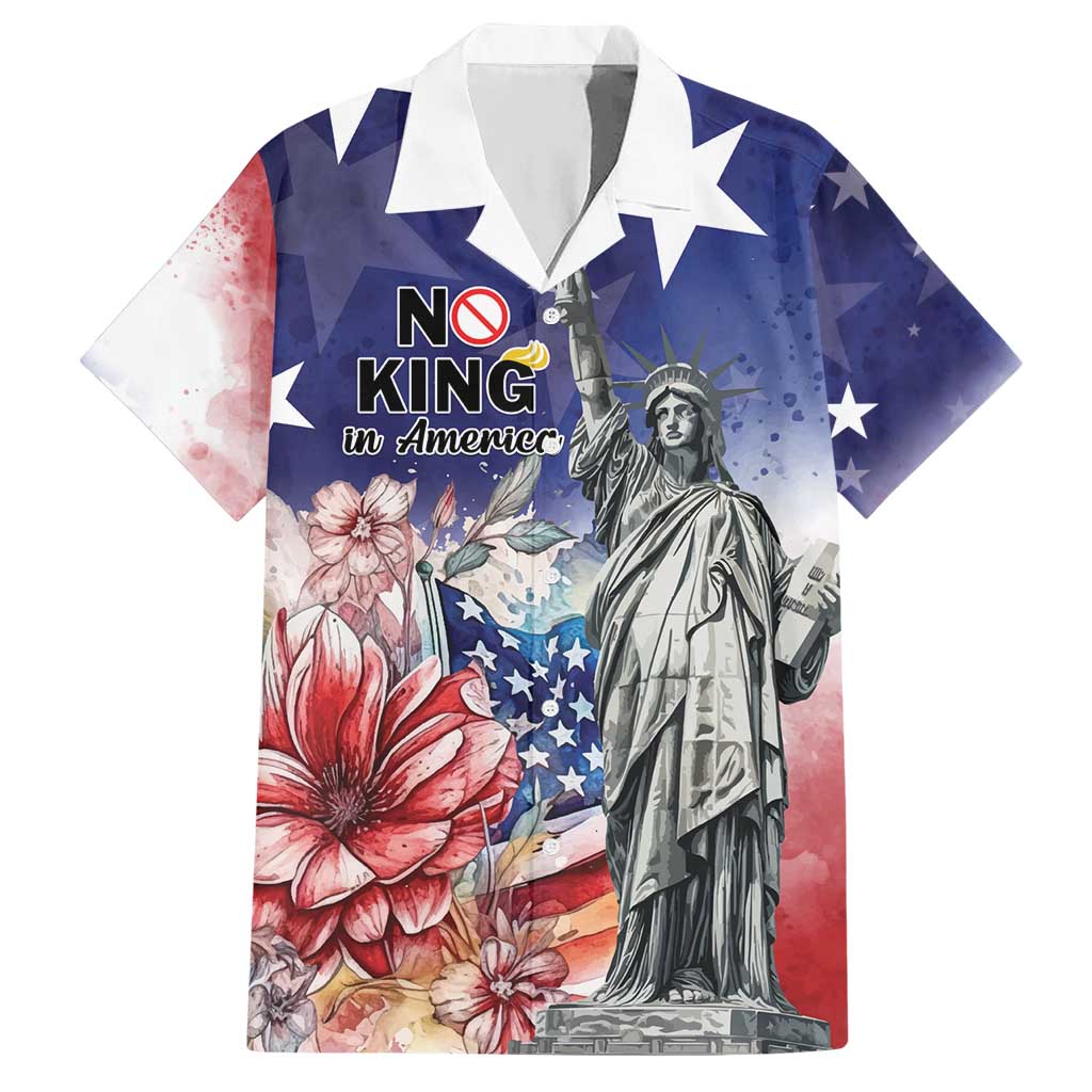 No Kings In America Hawaiian Shirt Watercolor Floral - Wonder Print Shop