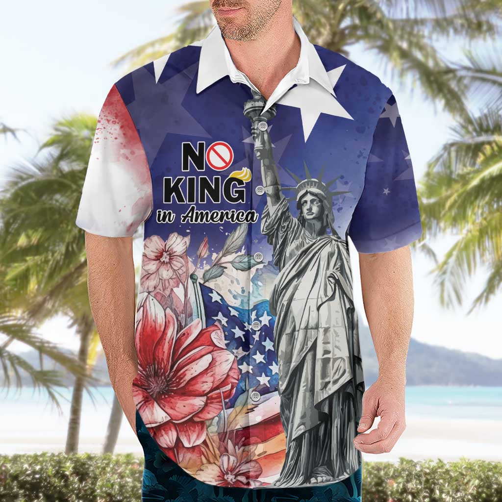 No Kings In America Hawaiian Shirt Watercolor Floral - Wonder Print Shop