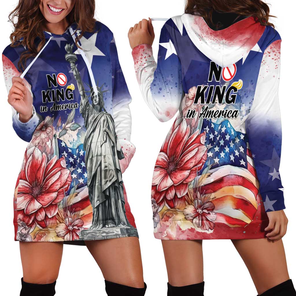 No Kings In America Hoodie Dress Watercolor Floral - Wonder Print Shop