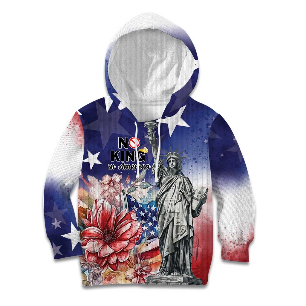 No Kings In America Kid Hoodie Watercolor Floral - Wonder Print Shop