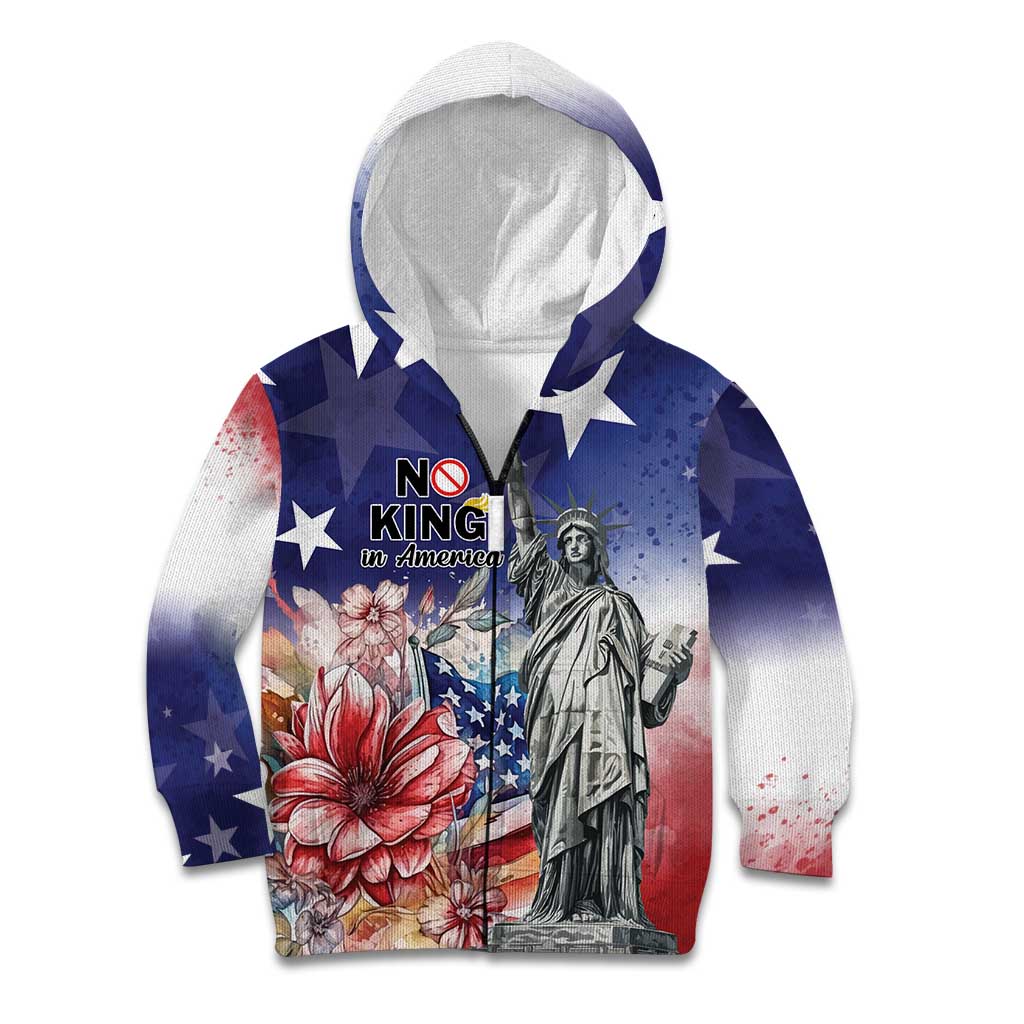 No Kings In America Kid Hoodie Watercolor Floral - Wonder Print Shop
