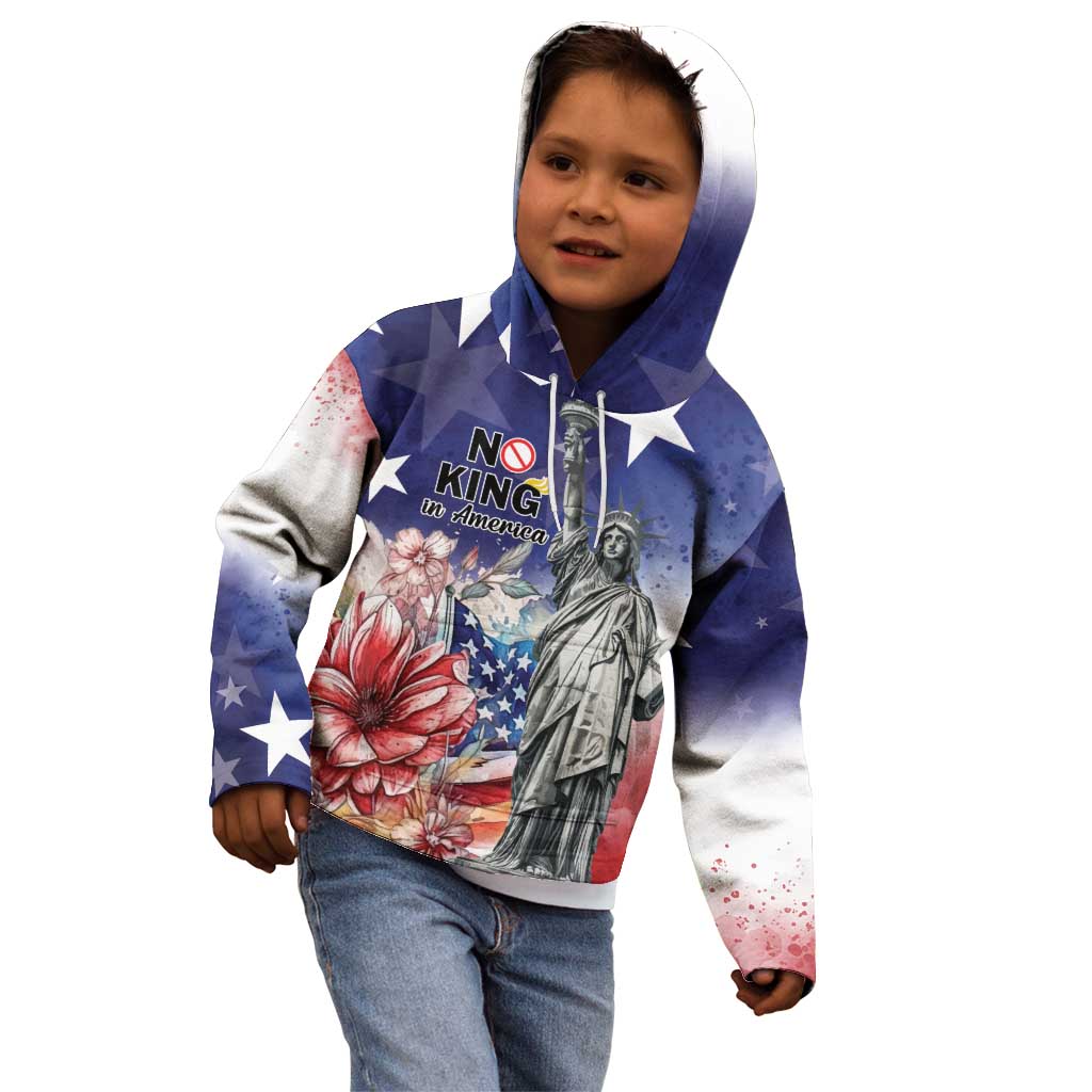 No Kings In America Kid Hoodie Watercolor Floral - Wonder Print Shop