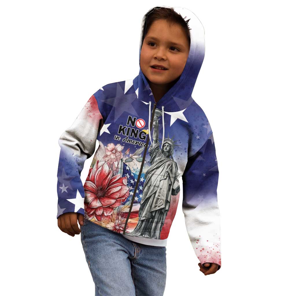 No Kings In America Kid Hoodie Watercolor Floral - Wonder Print Shop