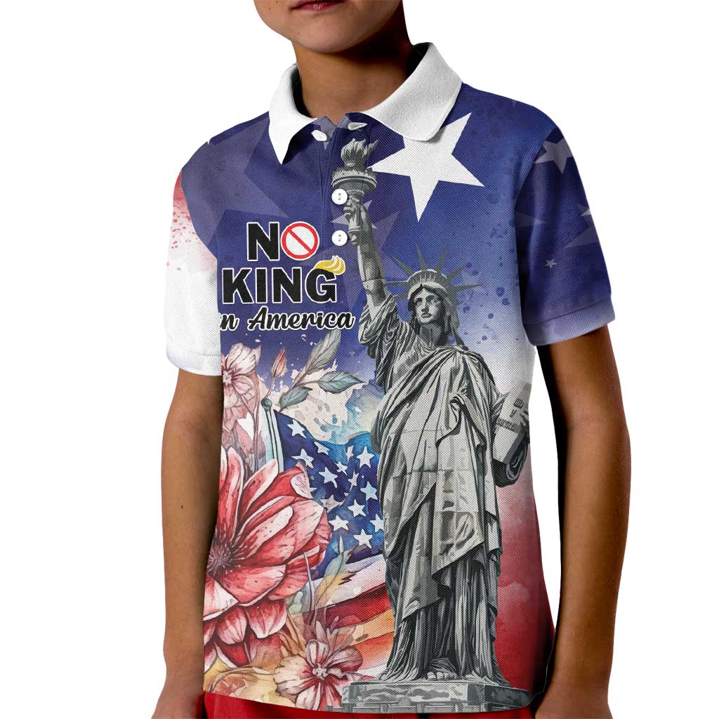 No Kings In America Kid Polo Shirt Watercolor Floral - Wonder Print Shop