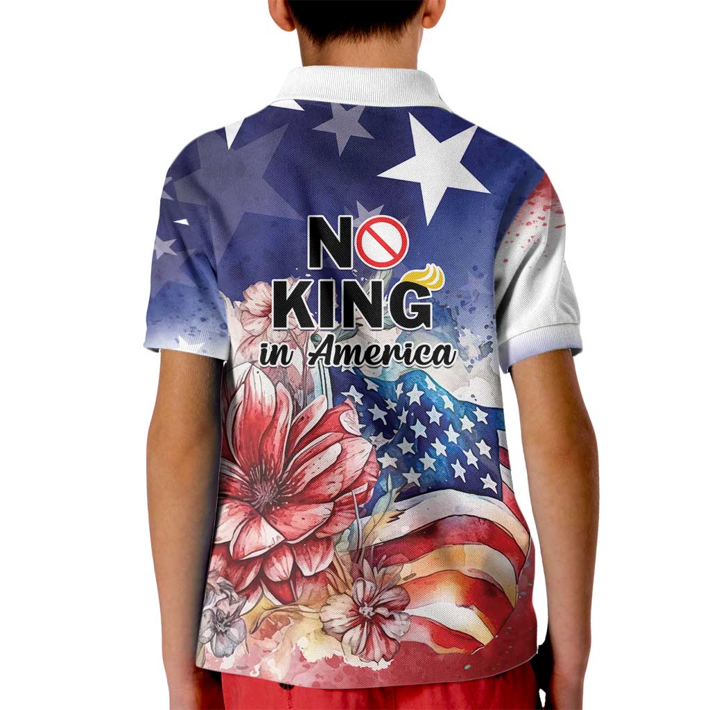 No Kings In America Kid Polo Shirt Watercolor Floral - Wonder Print Shop