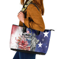 No Kings In America Leather Tote Bag Watercolor Floral - Wonder Print Shop