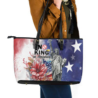 No Kings In America Leather Tote Bag Watercolor Floral - Wonder Print Shop
